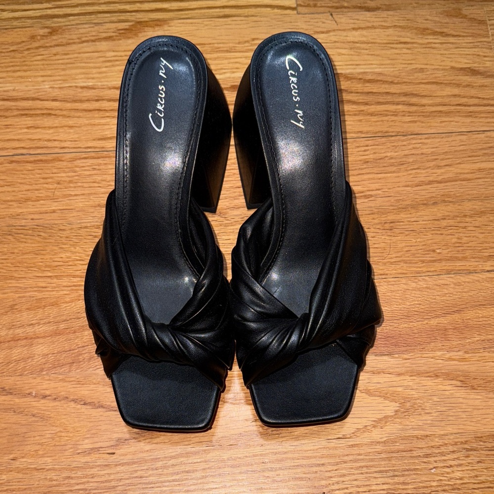 Circus NY Black Twist Leather Mules